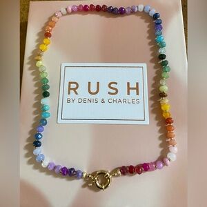 Rainbow Beaded Gemstone Necklace / Bracelet Skittles Natural Stone Summer Jewel